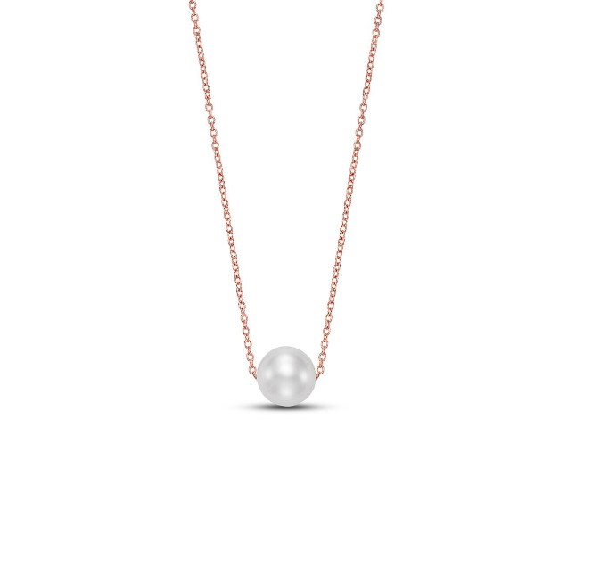 Rose Gold Freshwater Pearl Floating Necklace