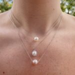 White Gold White Freshwater Pearl Floating Necklace