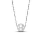 White Gold White Freshwater Pearl Floating Necklace