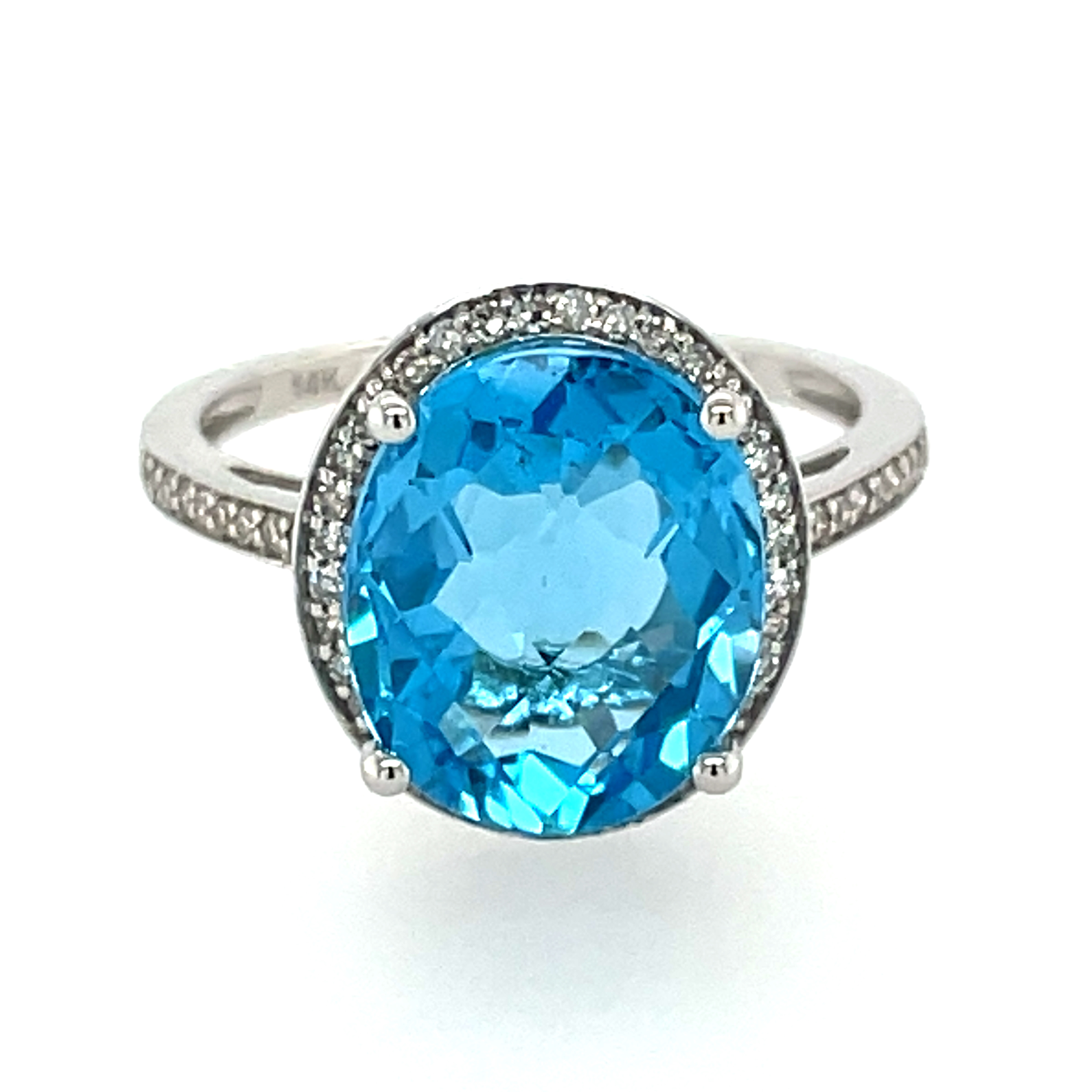 White Gold Blue Topaz and Diamond Ring