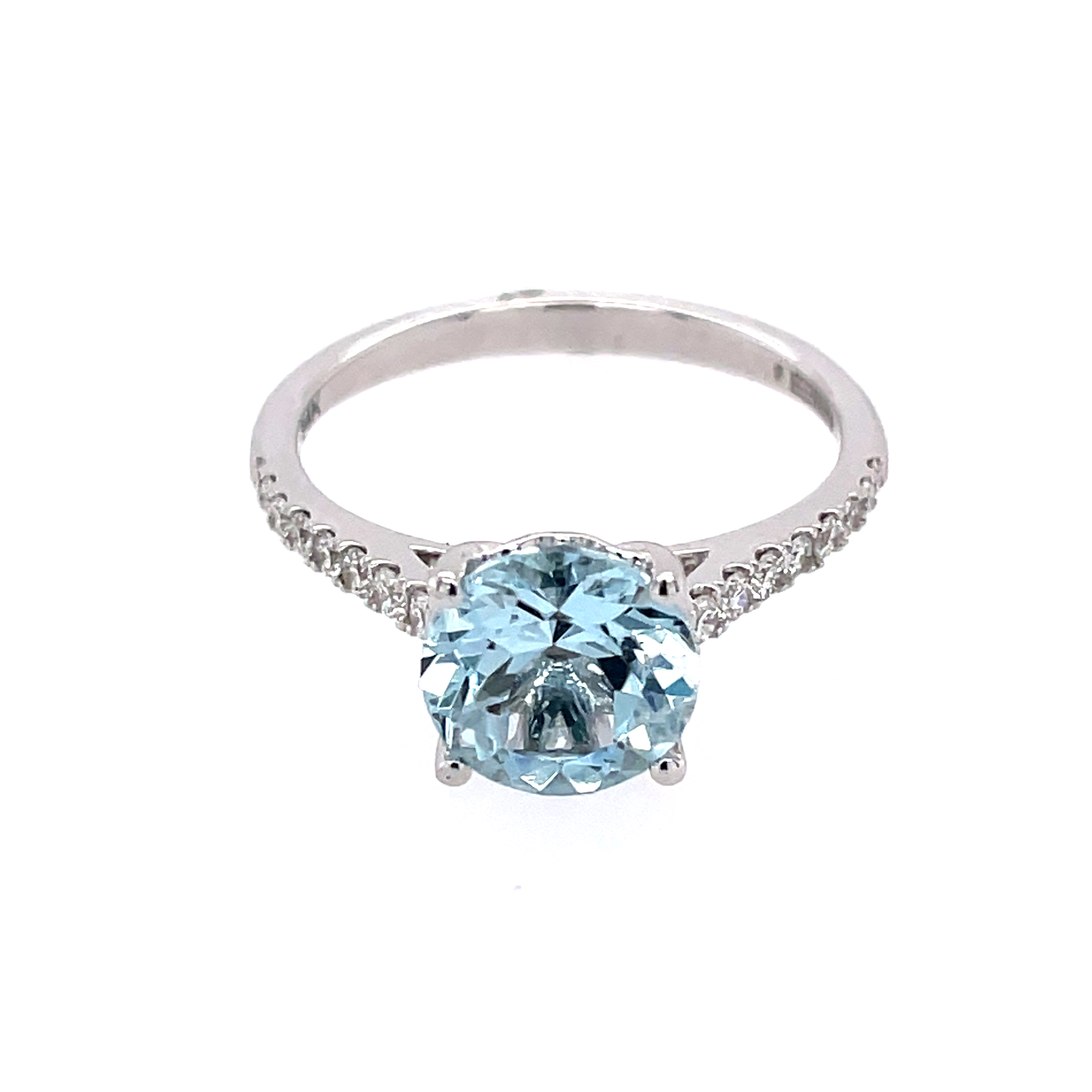 White Gold Aquamarine and Diamond Ring