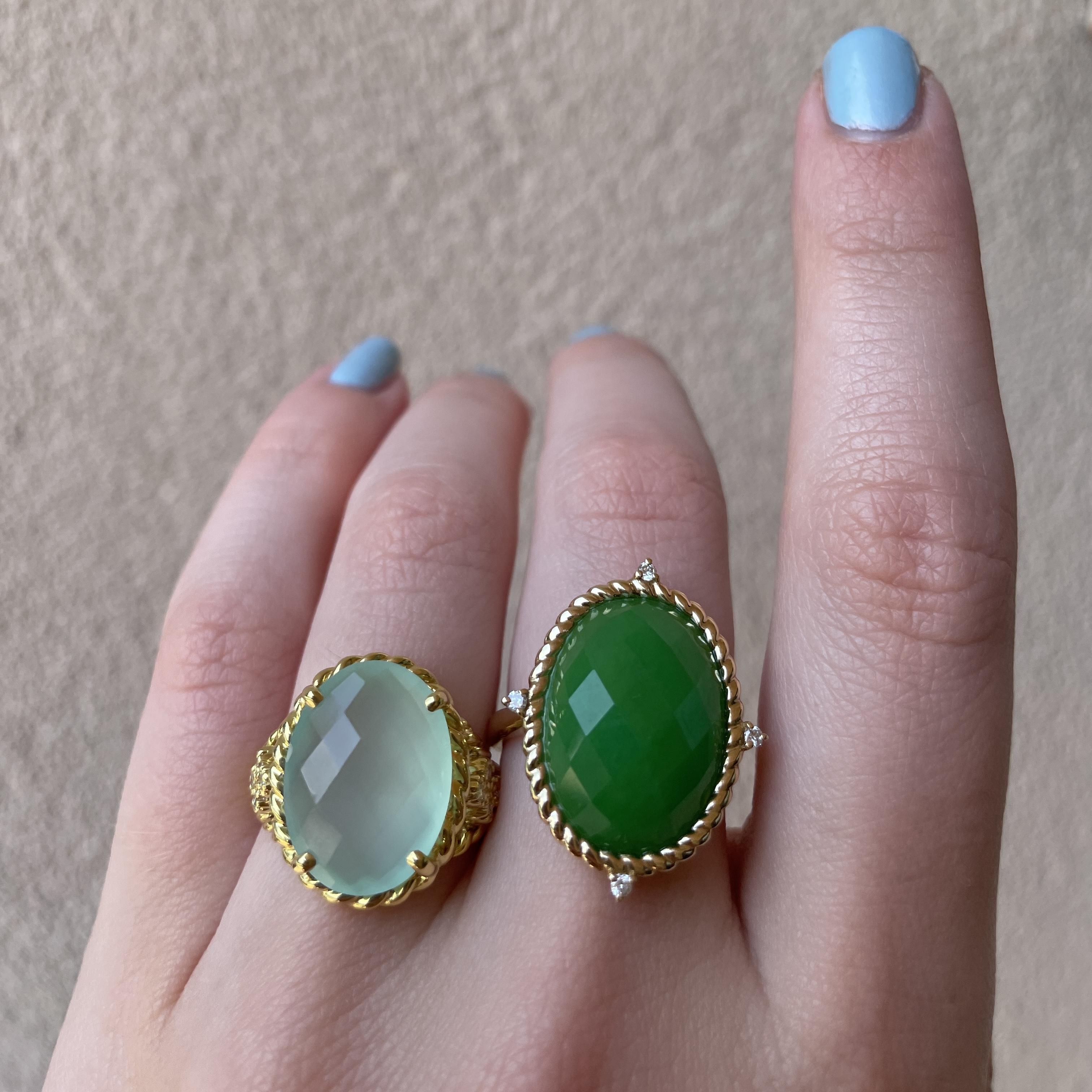 Yellow Gold Jade and Diamond Ring