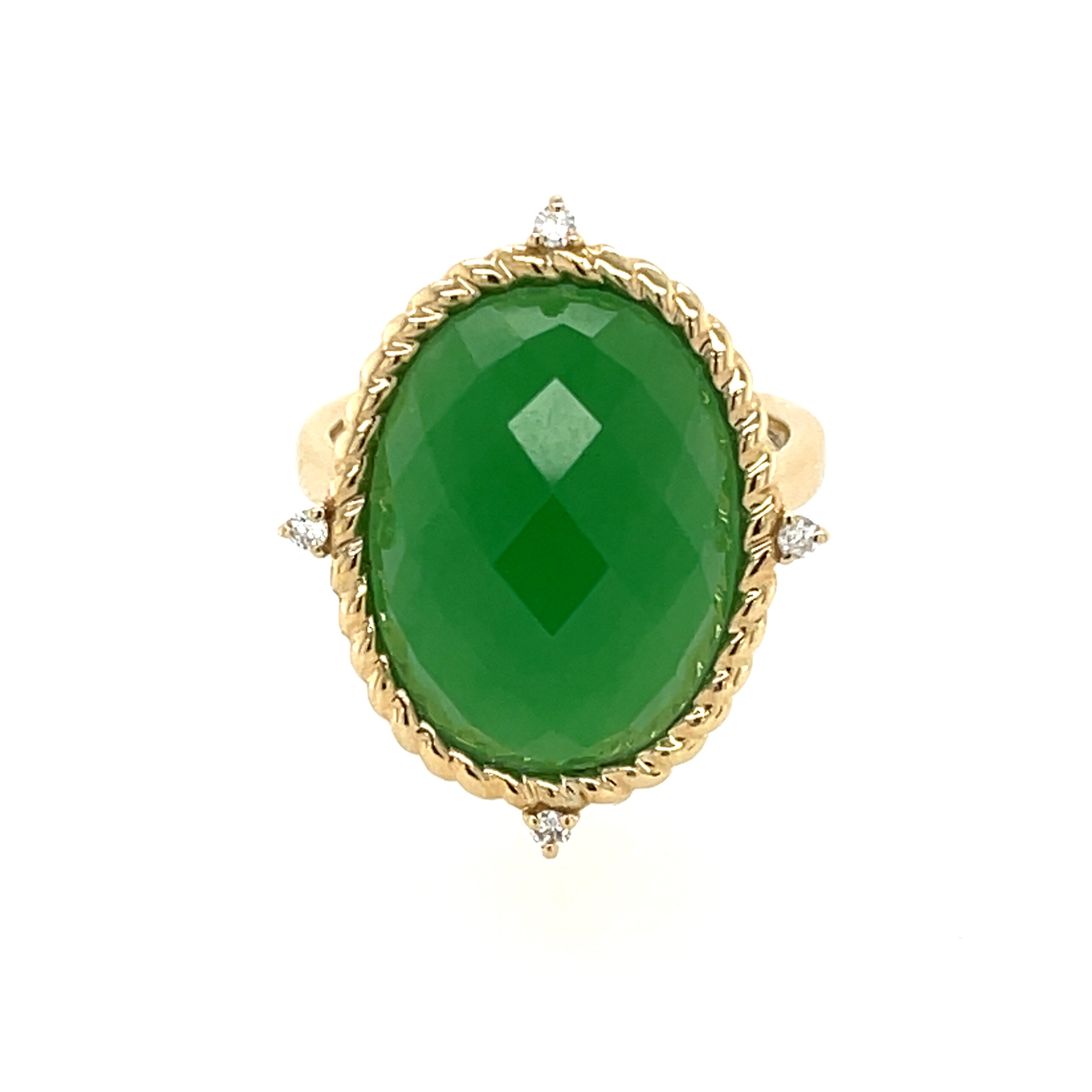 Yellow Gold Jade and Diamond Ring