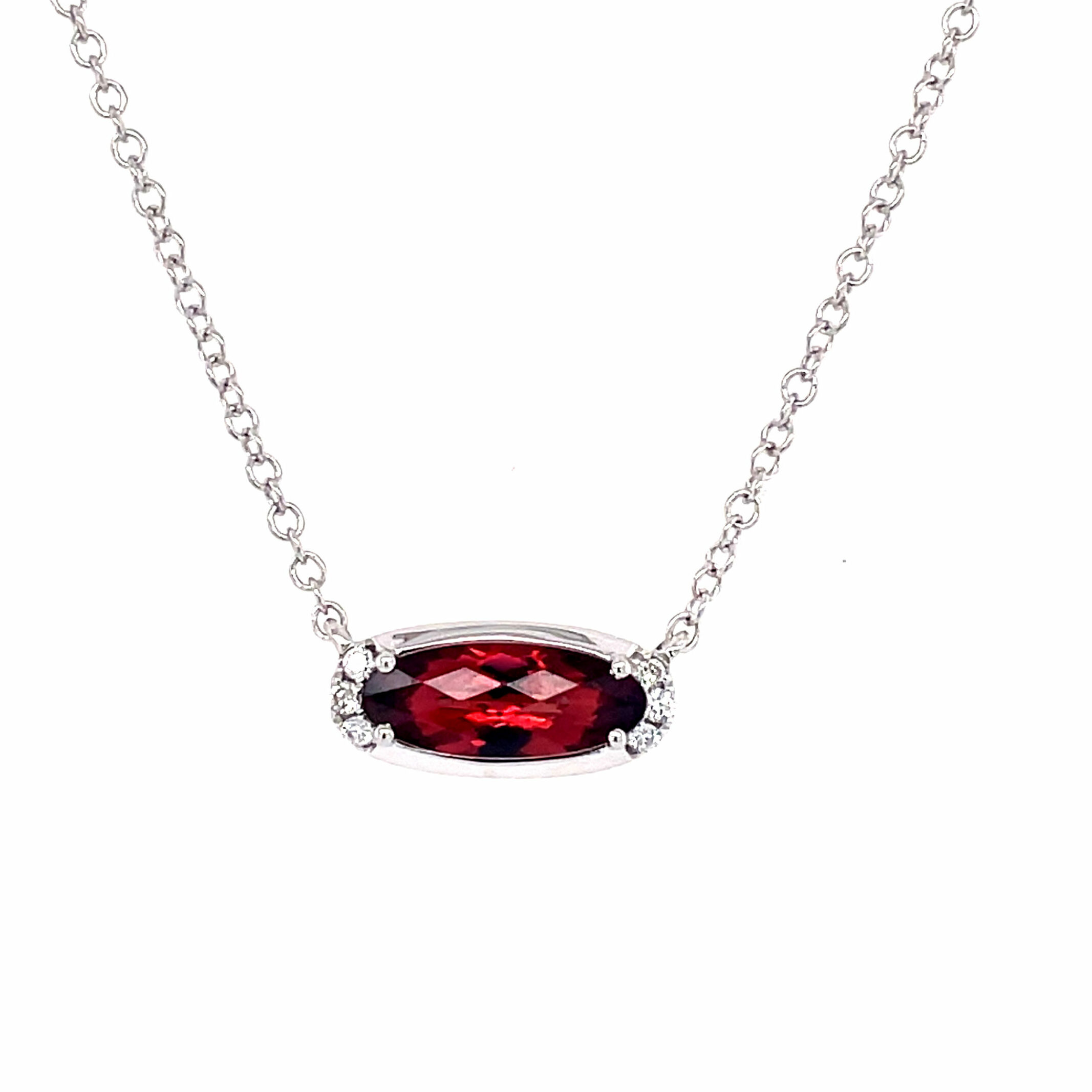 White Gold Garnet and Diamond Necklace