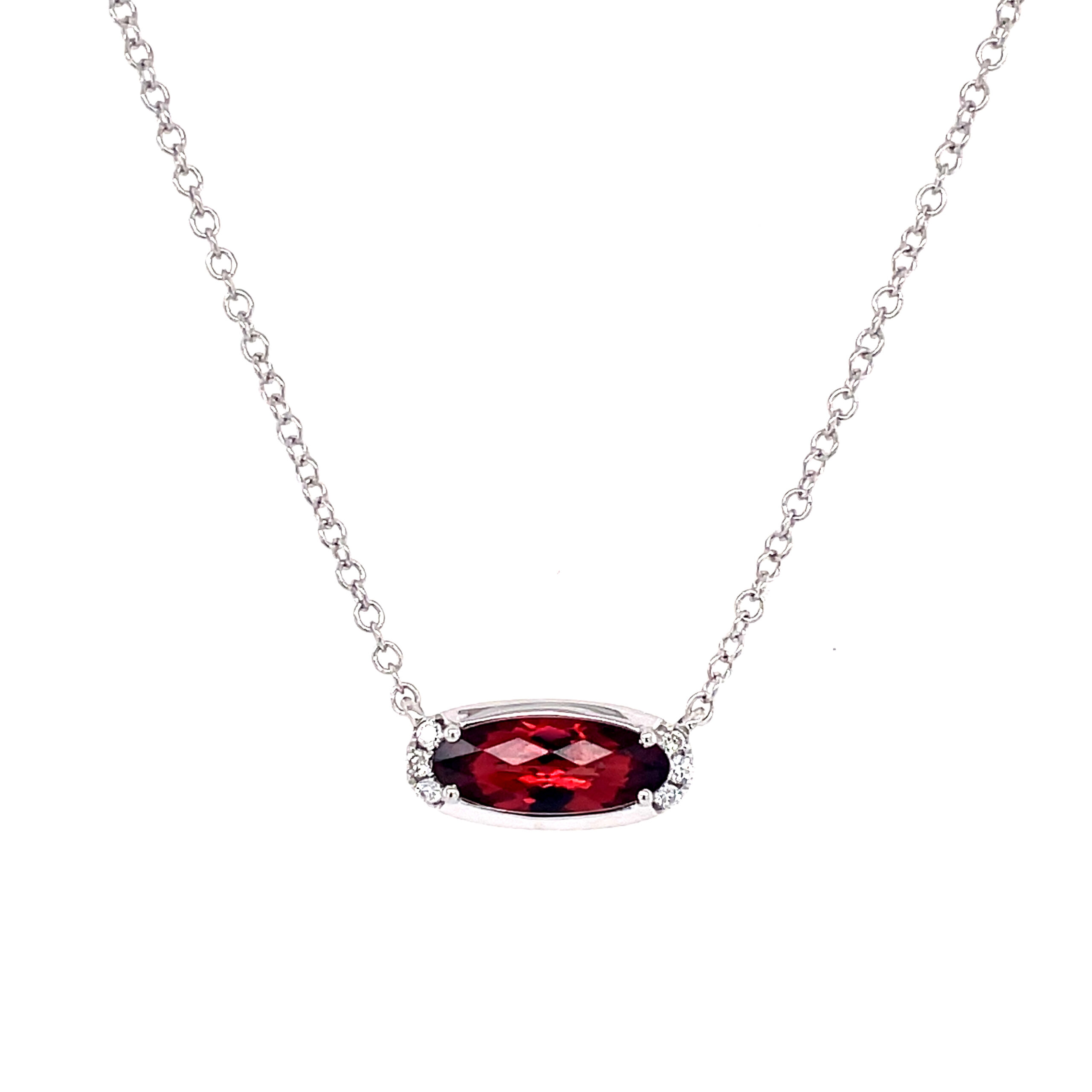 White Gold Garnet and Diamond Necklace