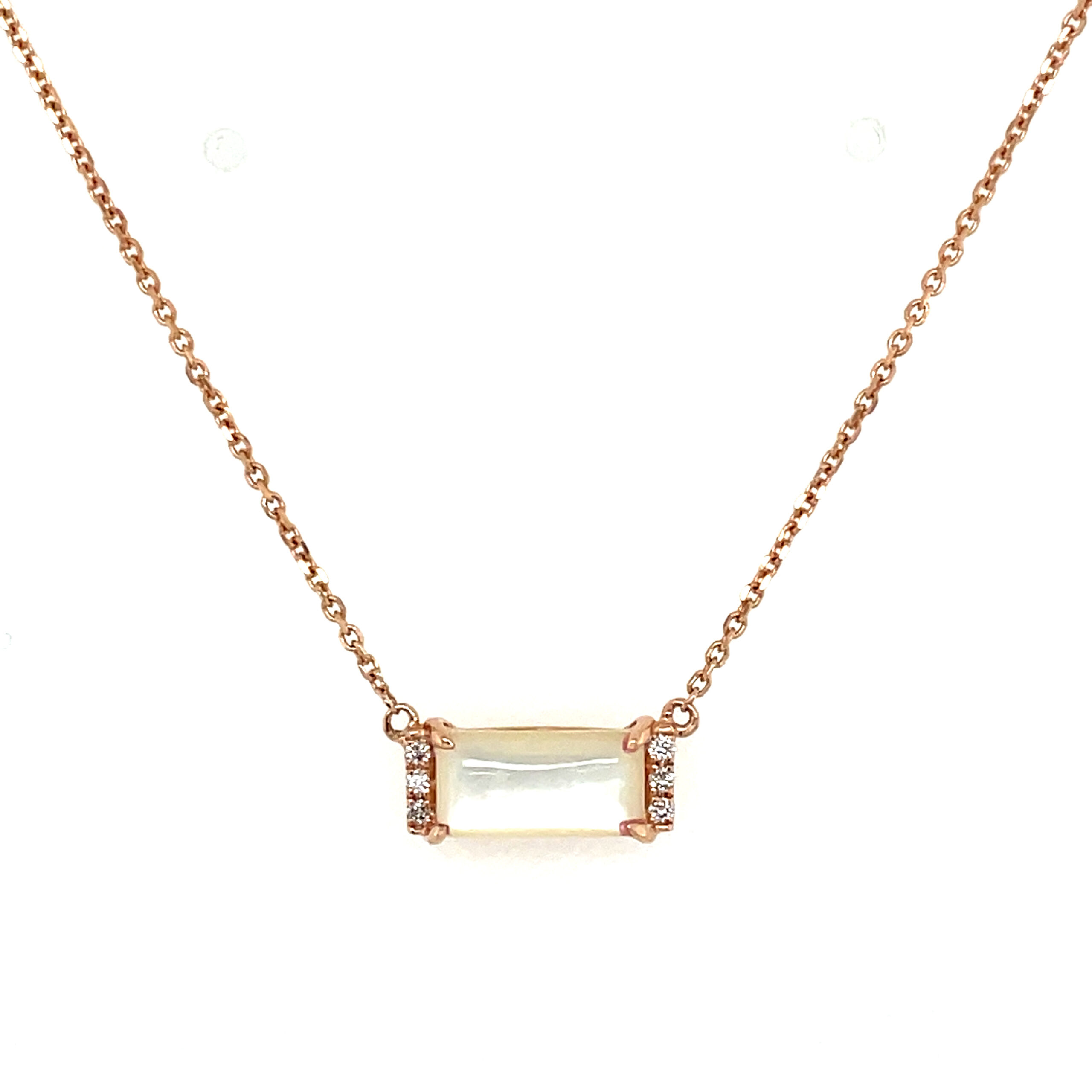 Rose Gold Mother of Pearl and Diamond Necklace