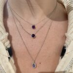 White Gold Amethyst and Diamond Station Necklace