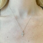 White Gold Milgrain Diamond Cross Necklace