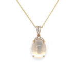 Yellow Gold Luna Quartz Necklace with Diamonds