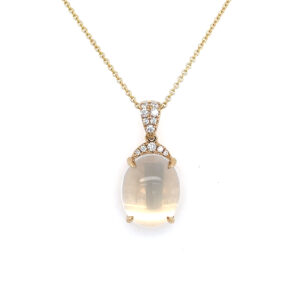 Yellow Gold Luna Quartz Necklace with Diamonds