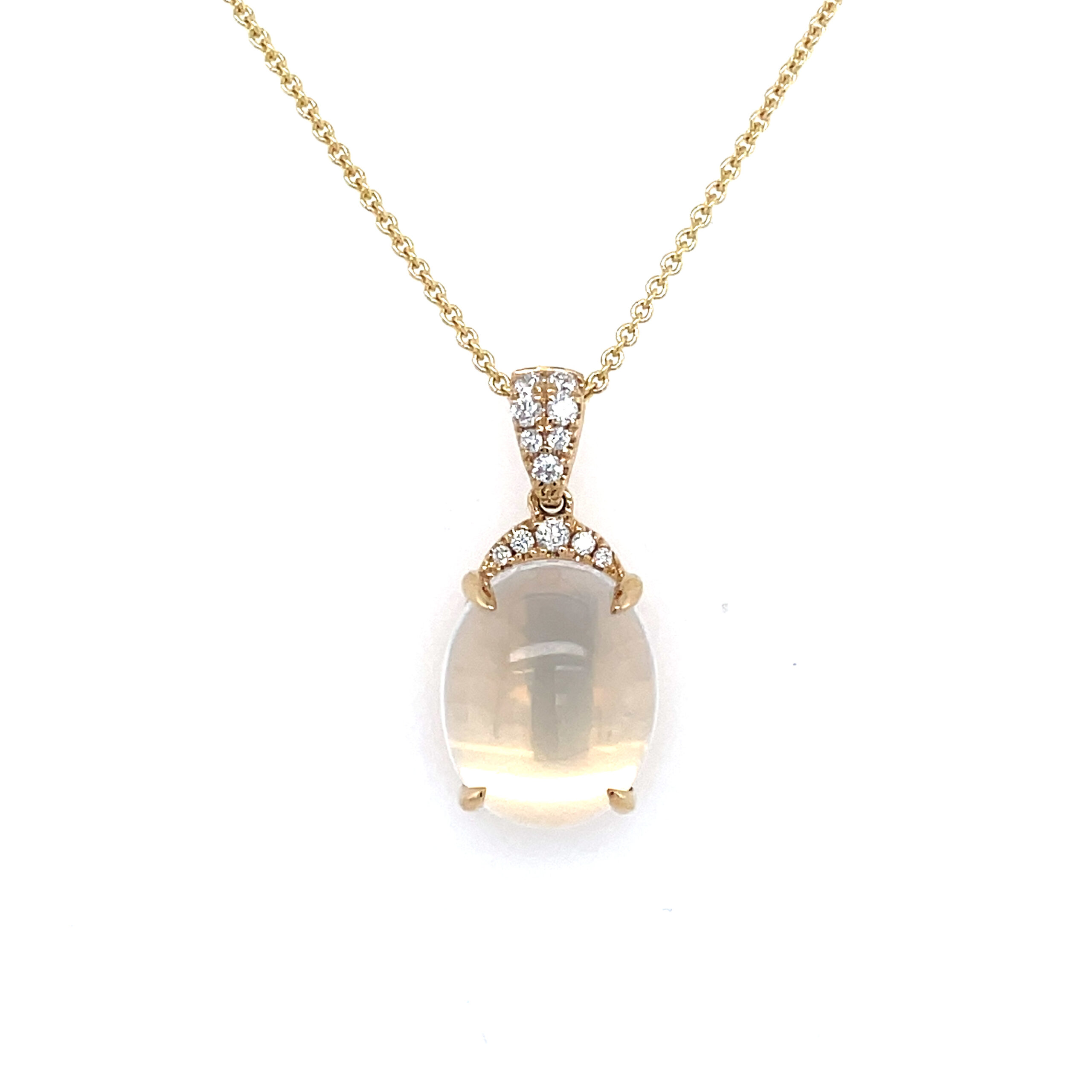 Yellow Gold Luna Quartz Necklace with Diamonds
