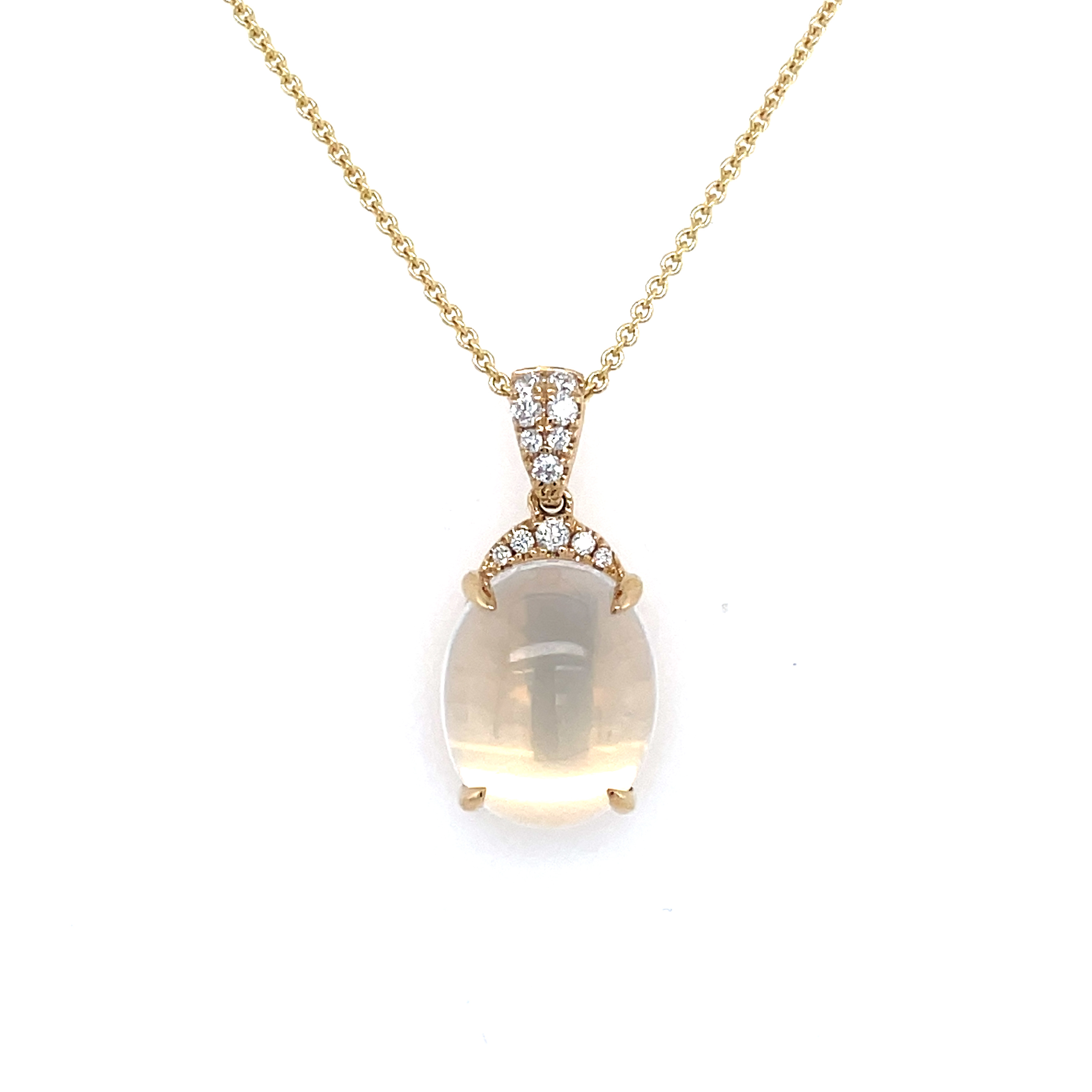 Yellow Gold Luna Quartz and Diamond Necklace