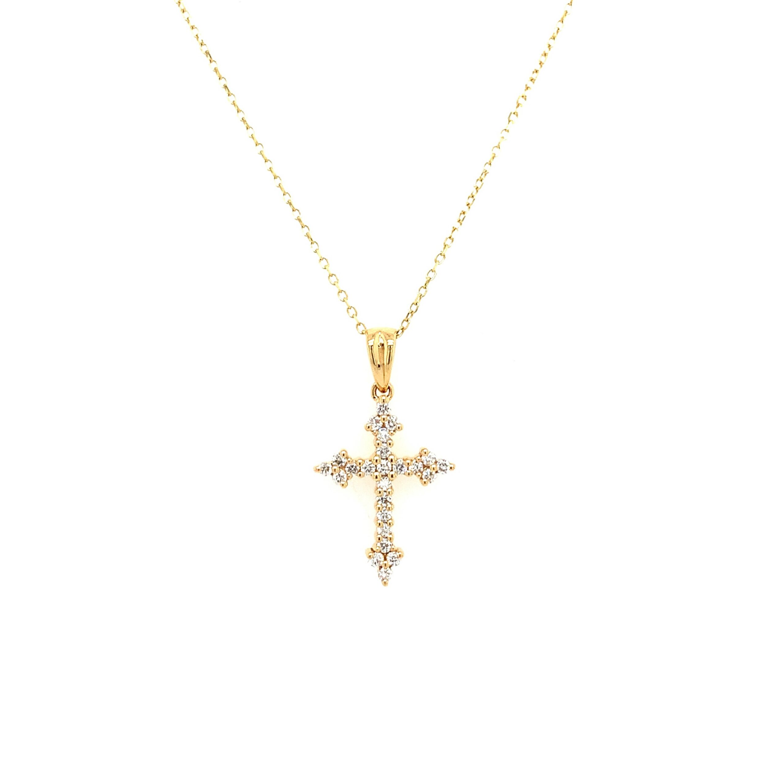 Yellow Gold Diamond Cross Pendant