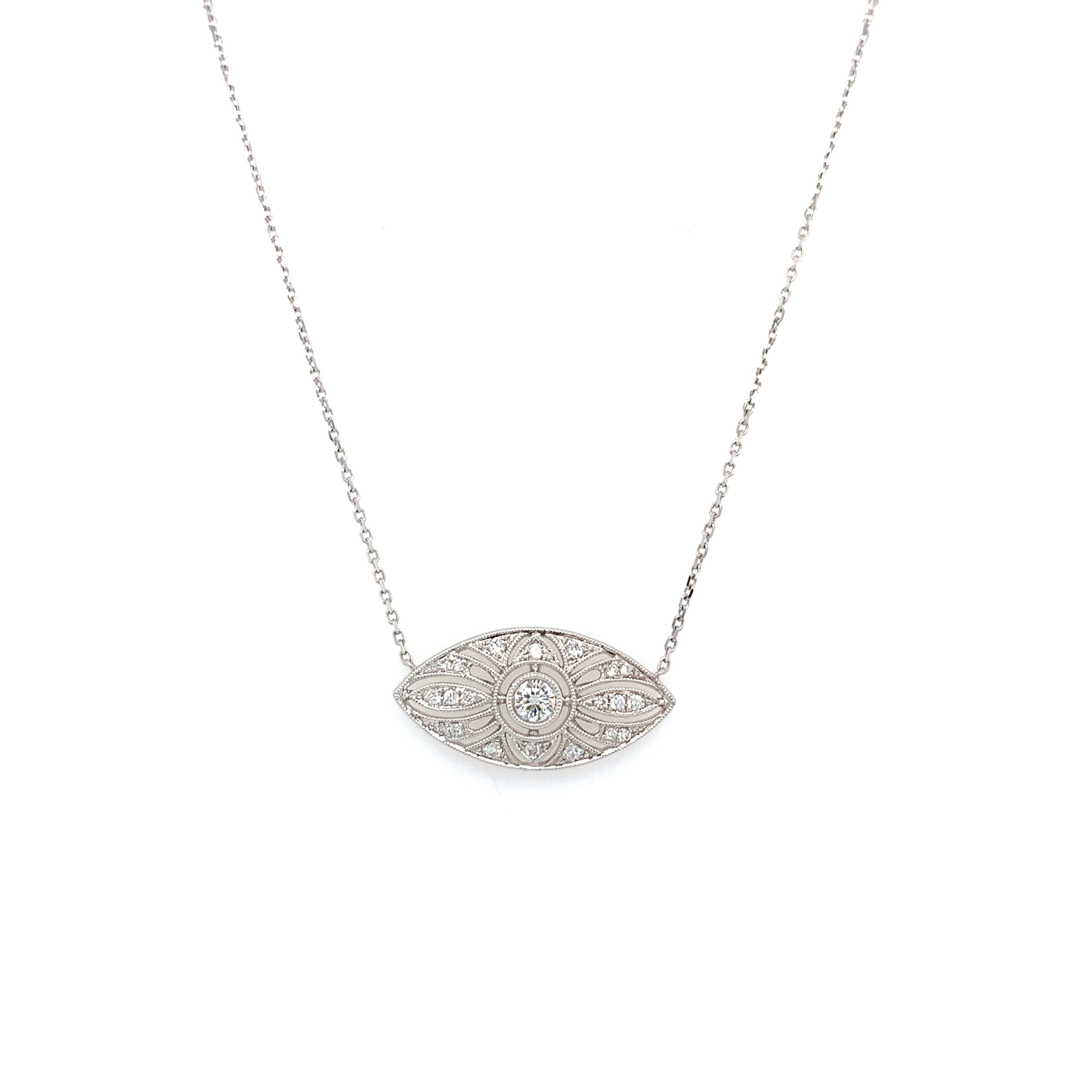 White Gold Diamond Marquise Style Necklace