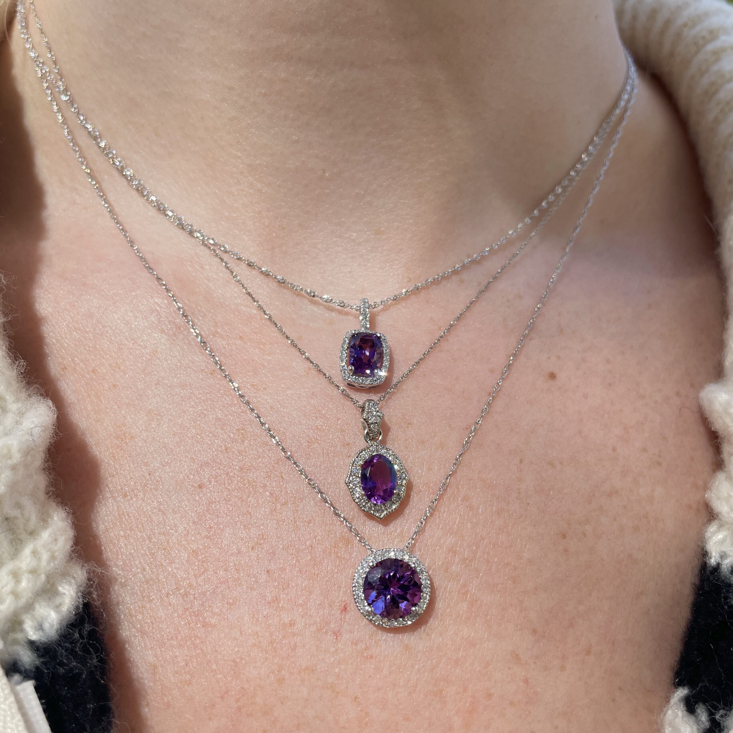 9ct White Gold 1.20ct Amethyst and 0.03ct Diamond Necklace – Jessop  Jewellers