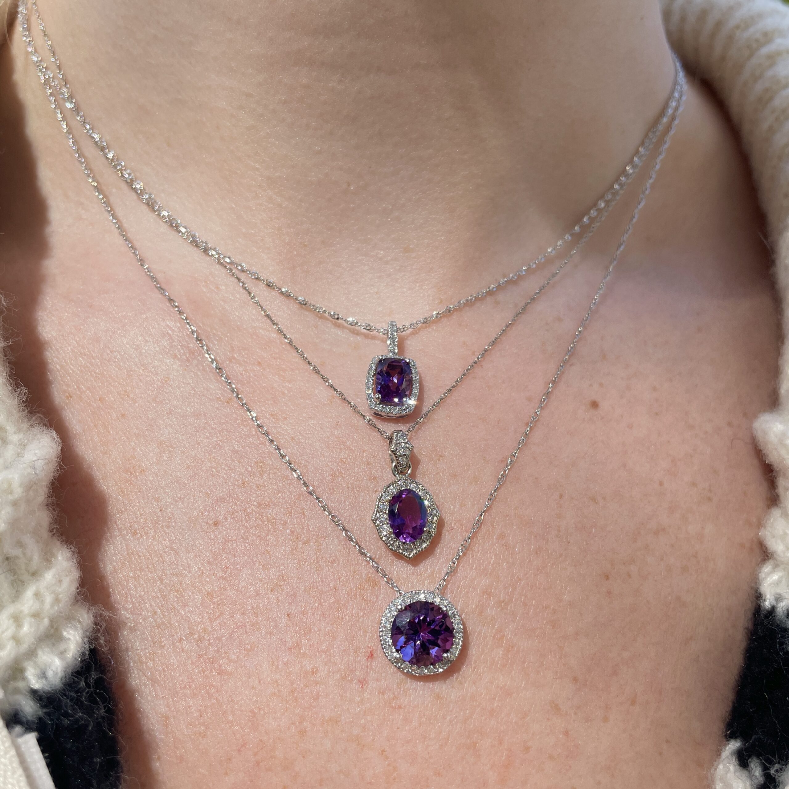 White Gold Amethyst Necklace