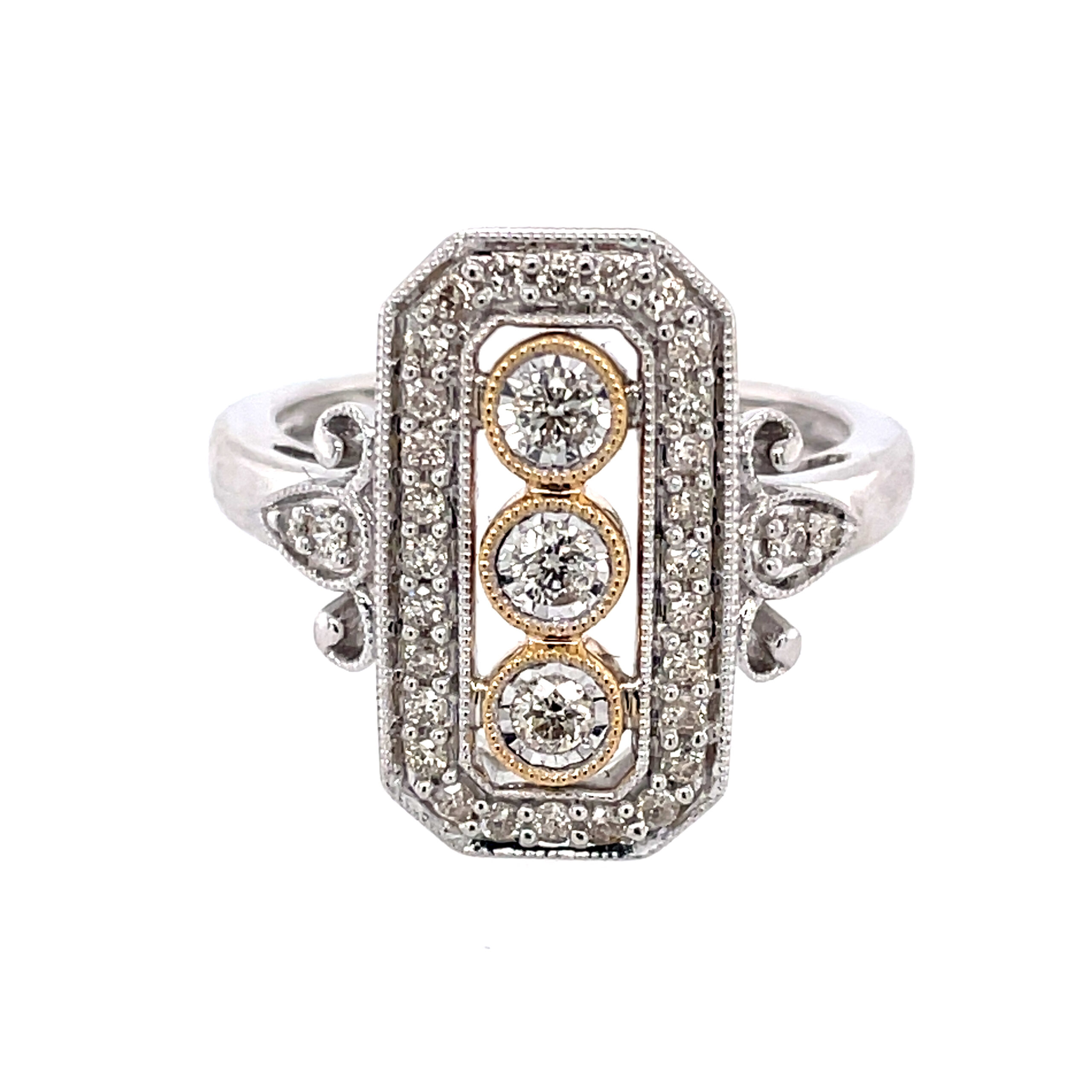 Two Toned Antique Style Diamond Ring