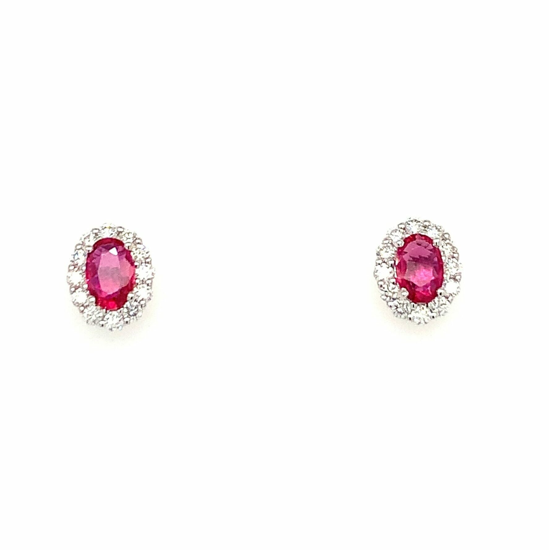 White Gold Ruby and Diamond Stud Earrings