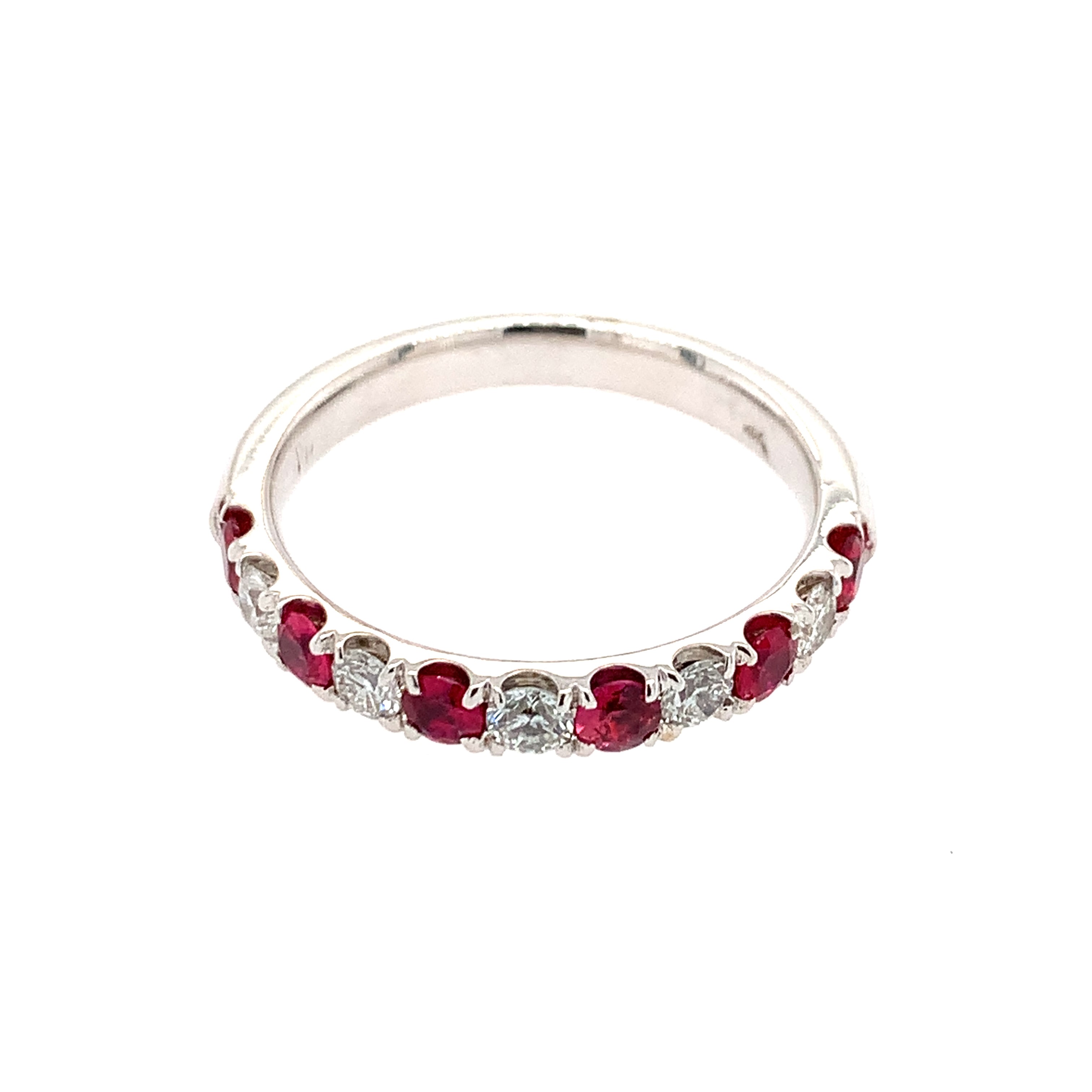 White Gold Ruby and Diamond Ring