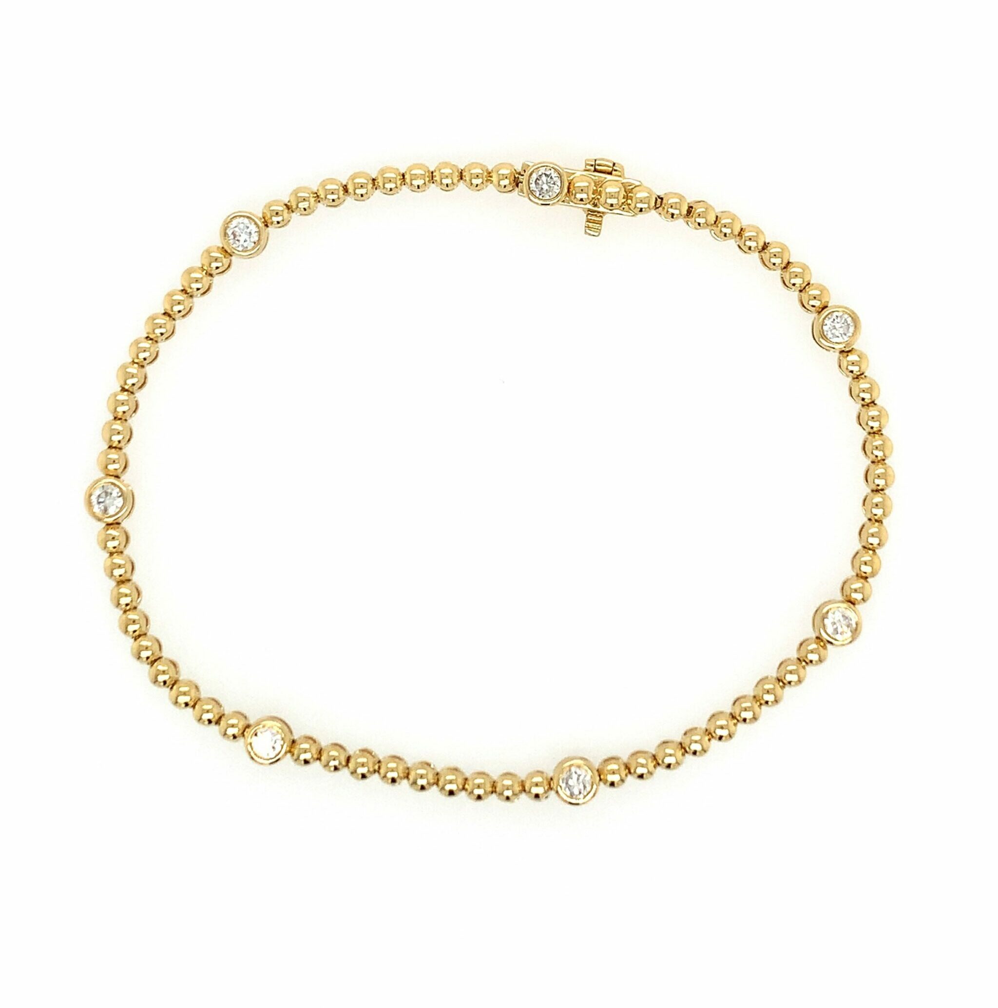 Yellow Gold Diamond Beaded Bracelet