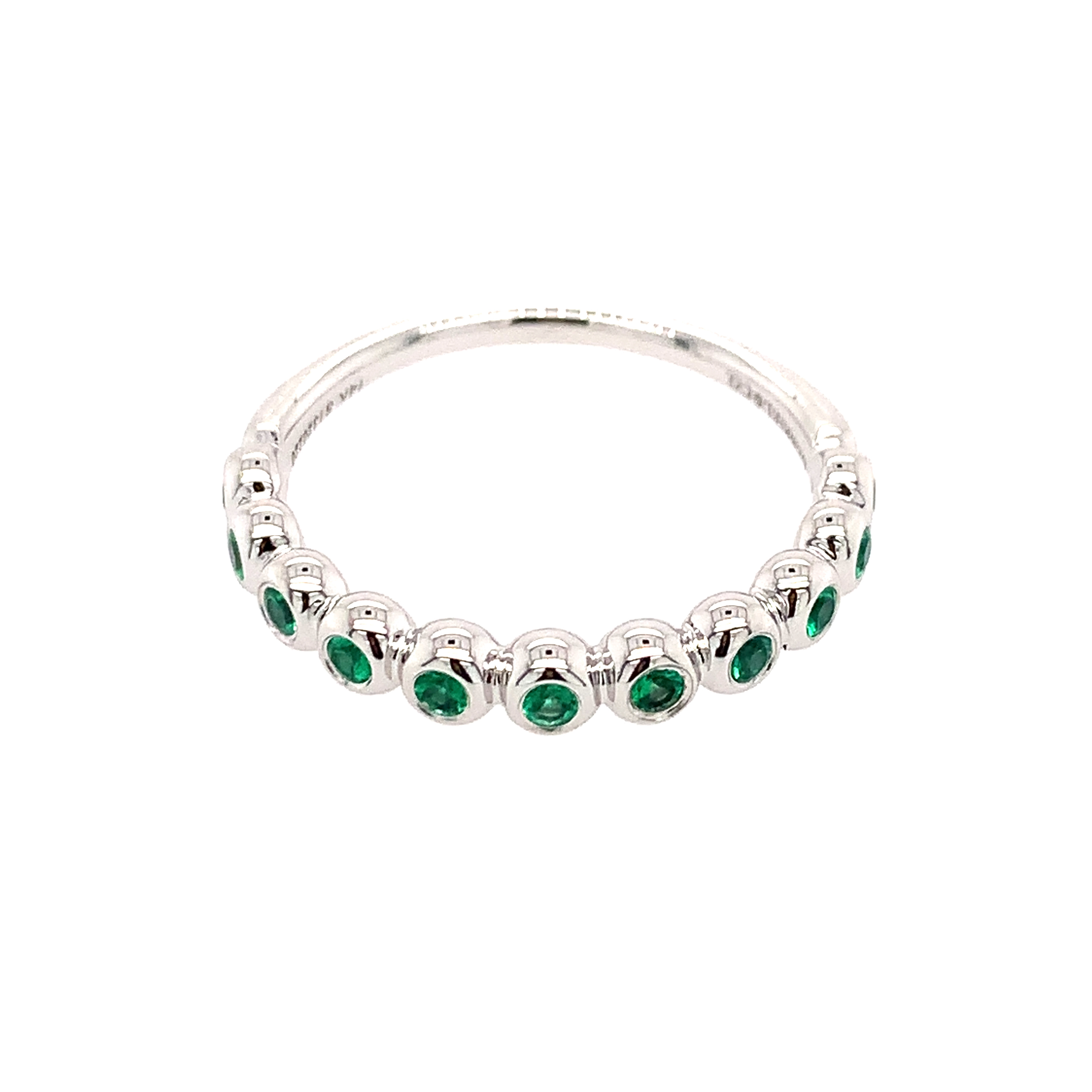 White Gold Emerald and Diamond Stackable Ring