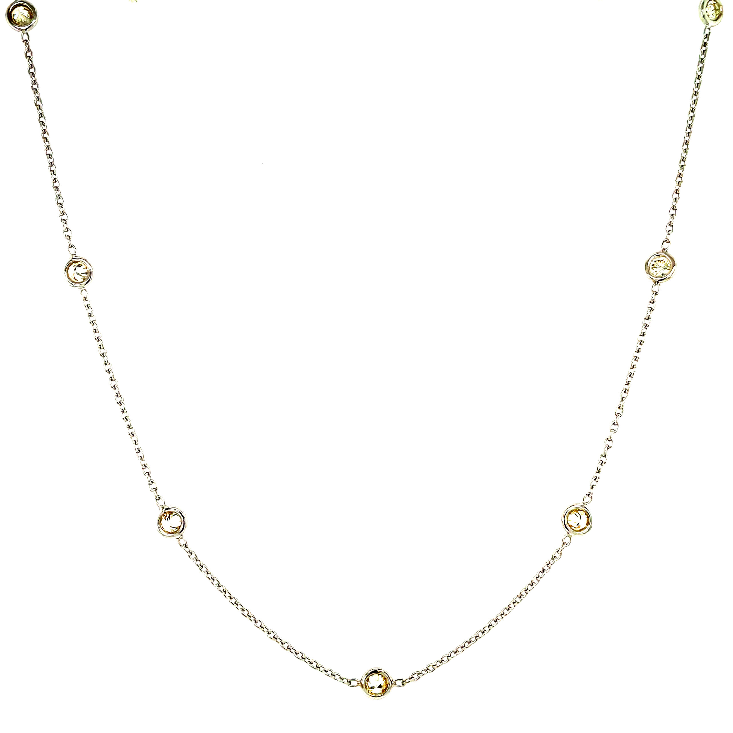 White Gold Diamond Station Necklace