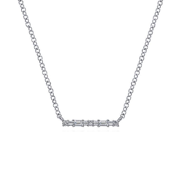 White Gold Diamond Bar Necklace