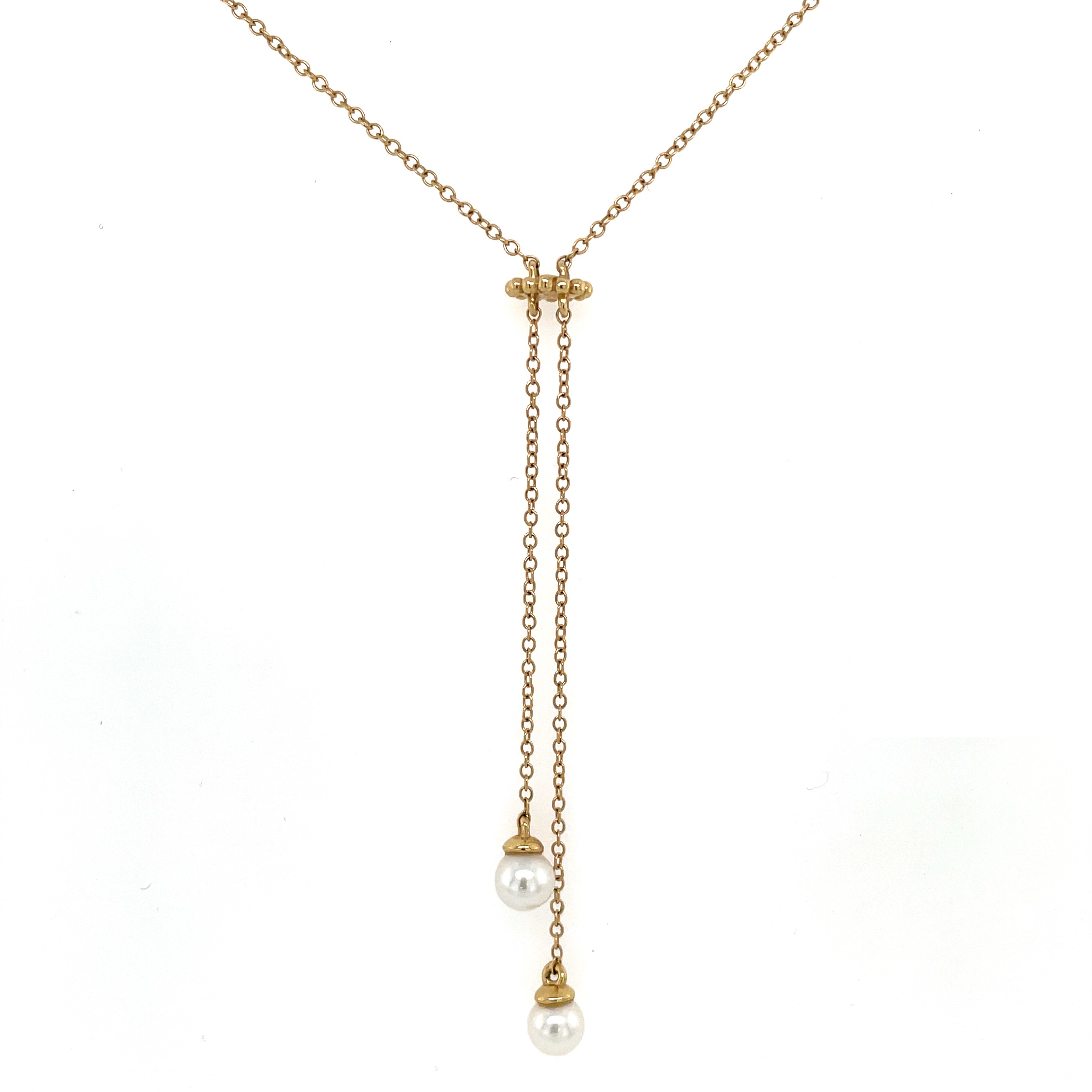 Yellow Gold Freshwater Pearl Bujukan Tassel Drop Necklace