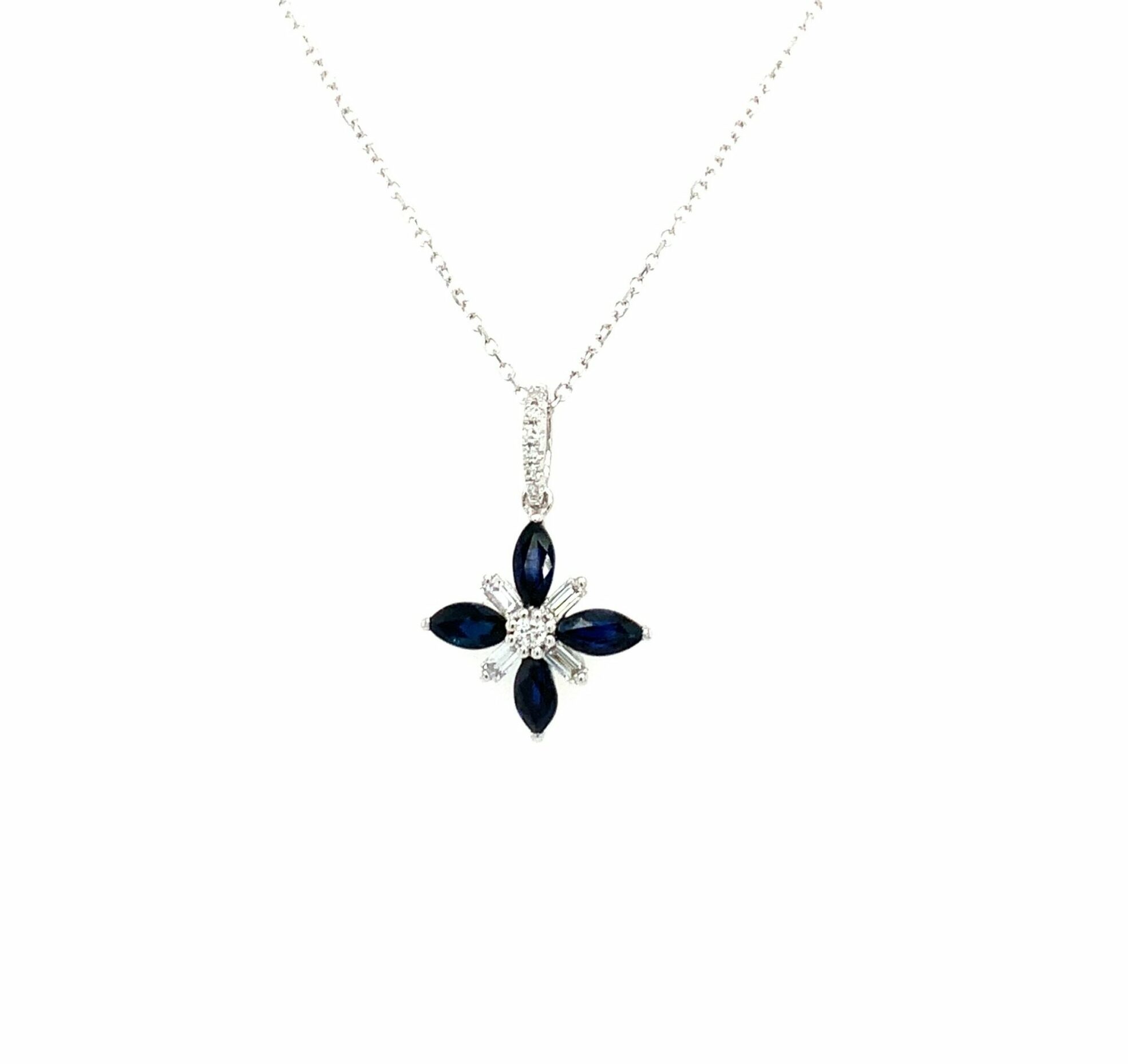 White Gold Sapphire and Diamond Necklace