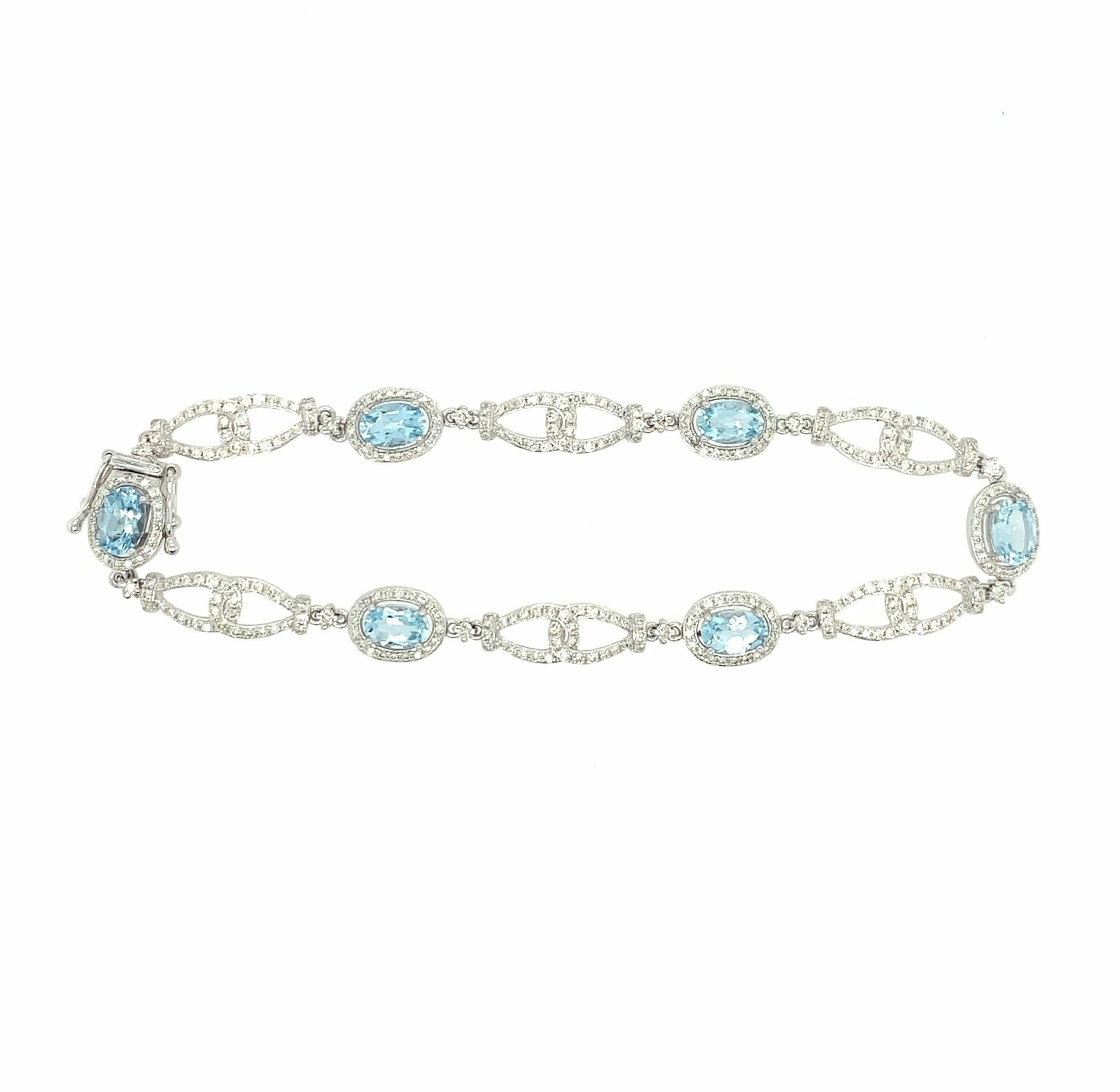 White Gold Aquamarine and Diamond Bracelet