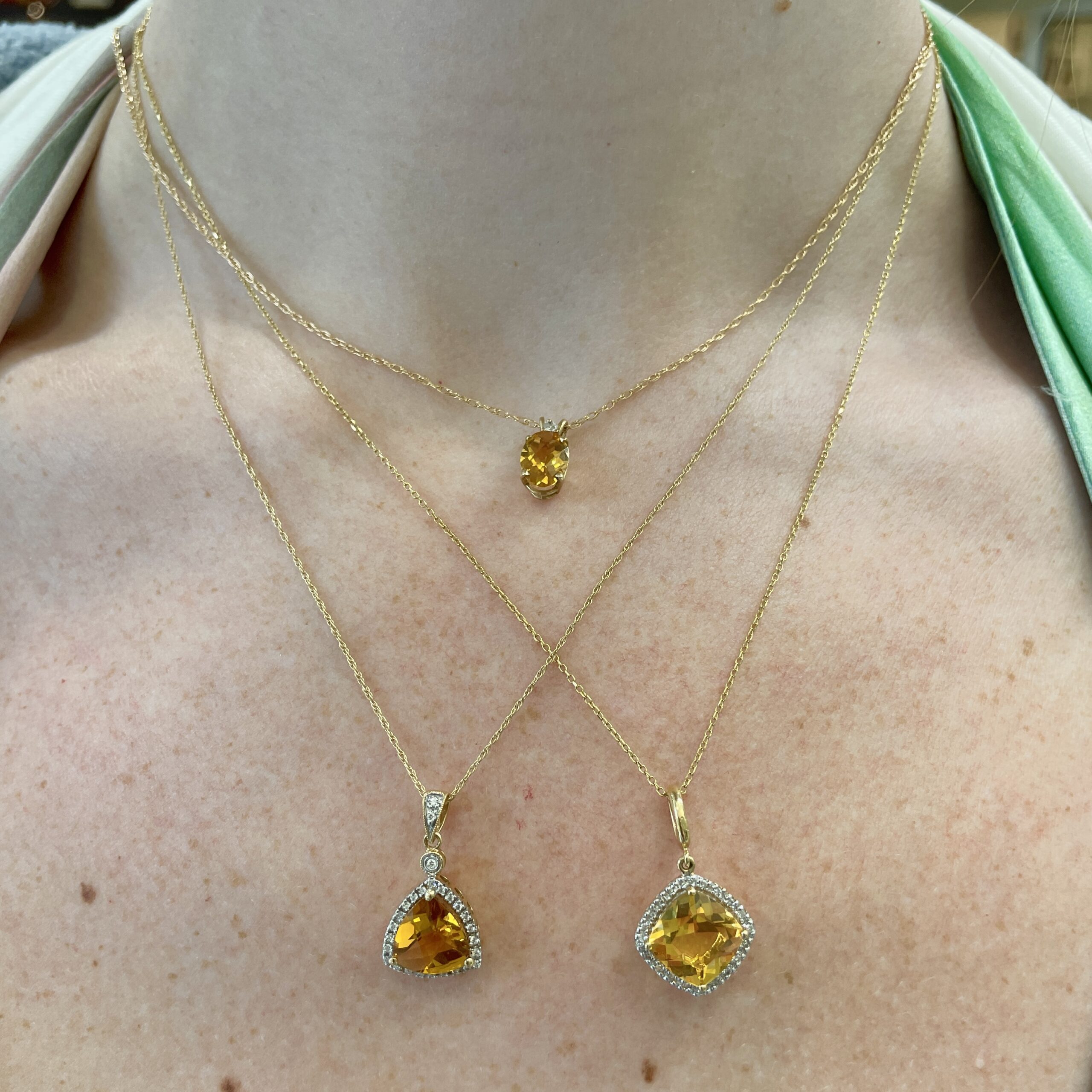 Yellow Gold Citrine and Diamond Necklace