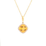 Yellow Gold Citrine and Diamond Necklace