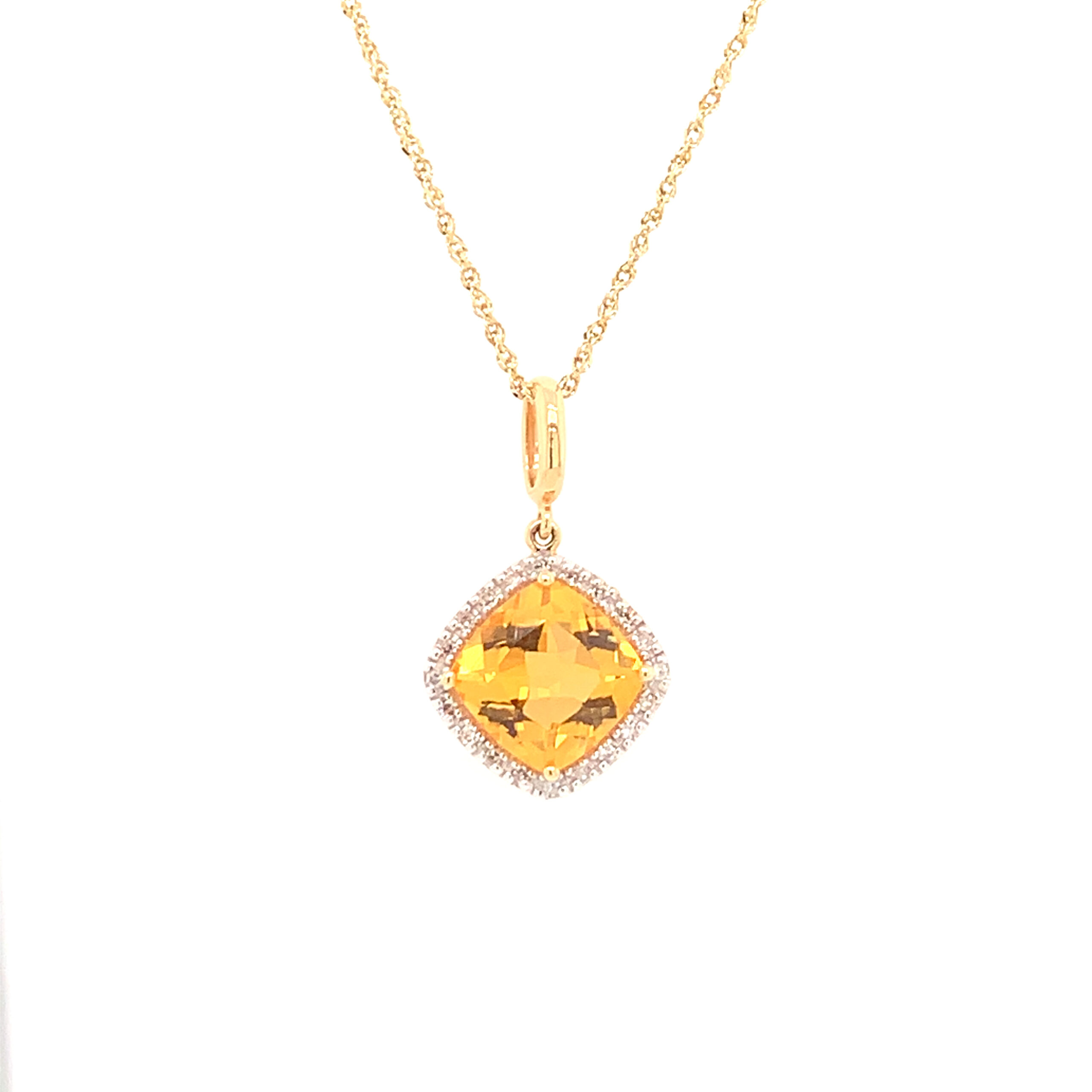 Yellow Gold Citrine and Diamond Necklace