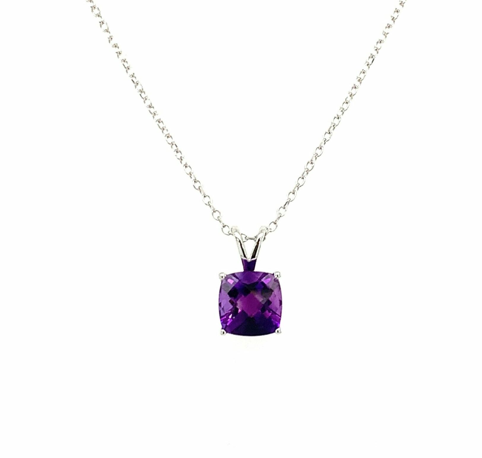 White Gold Amethyst Pendant Necklace