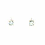 Yellow Gold Aquamarine and Diamond Stud Earrings