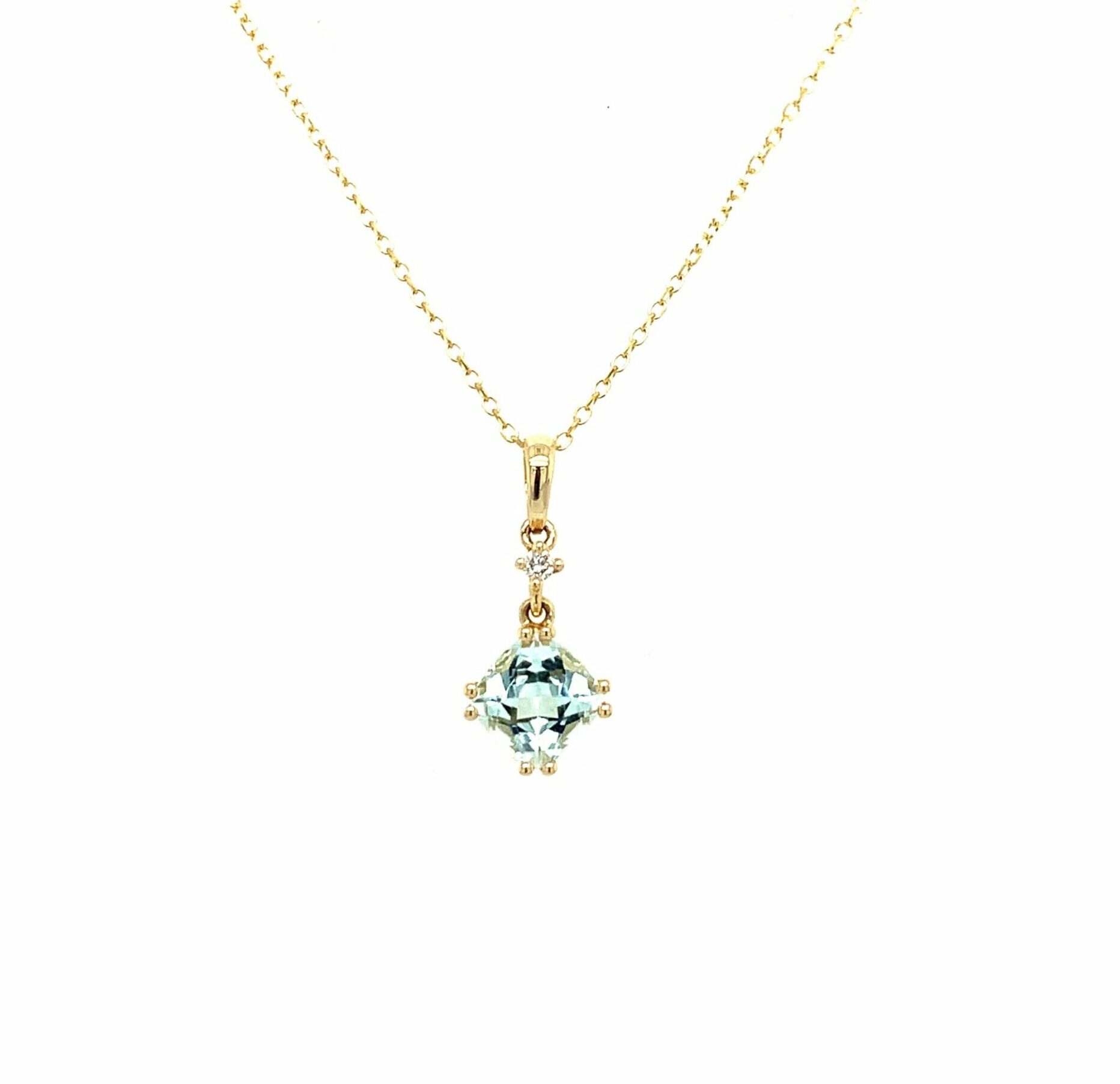 Yellow Gold Aquamarine and Diamond Necklace