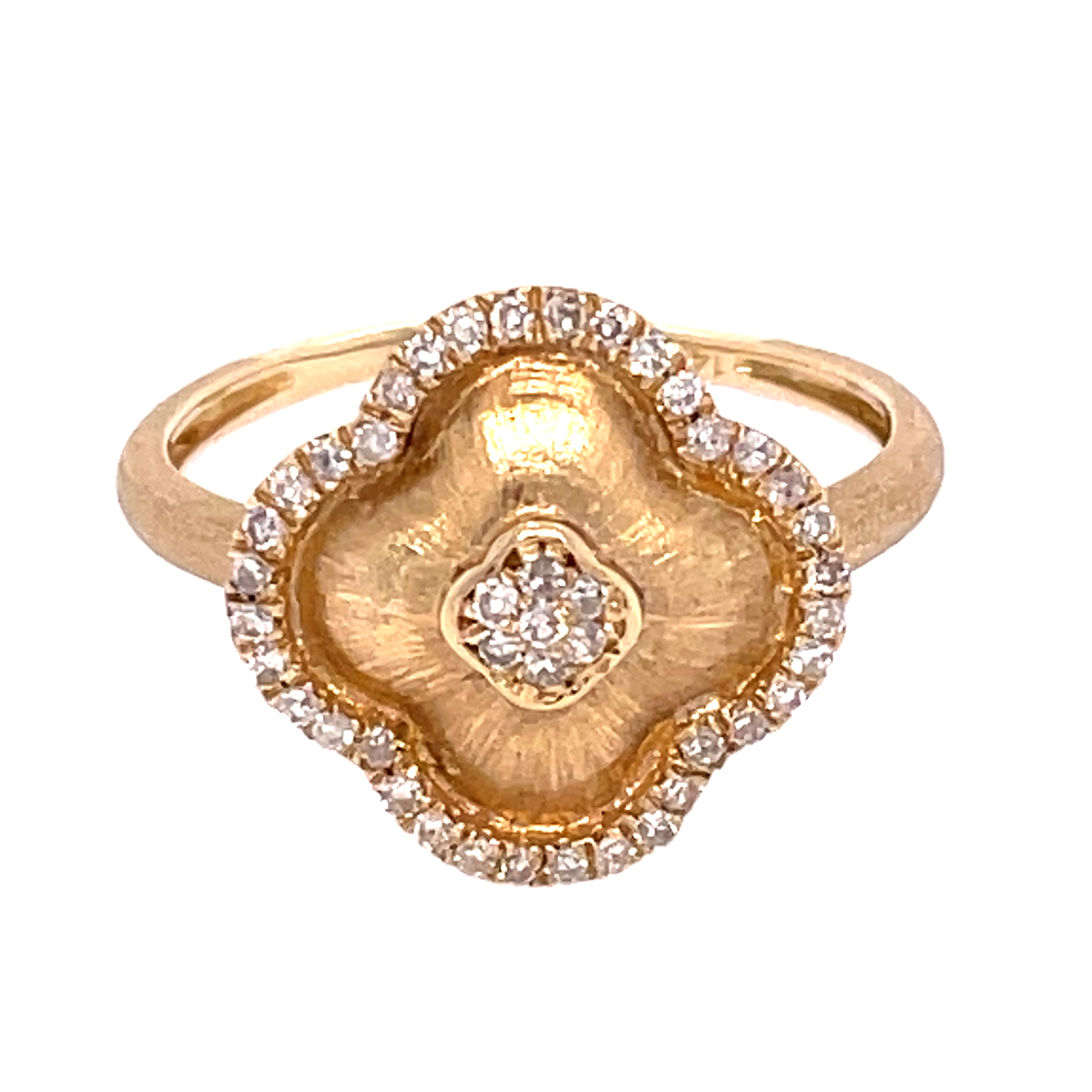 Yellow Gold and Diamond Clover Style Ring