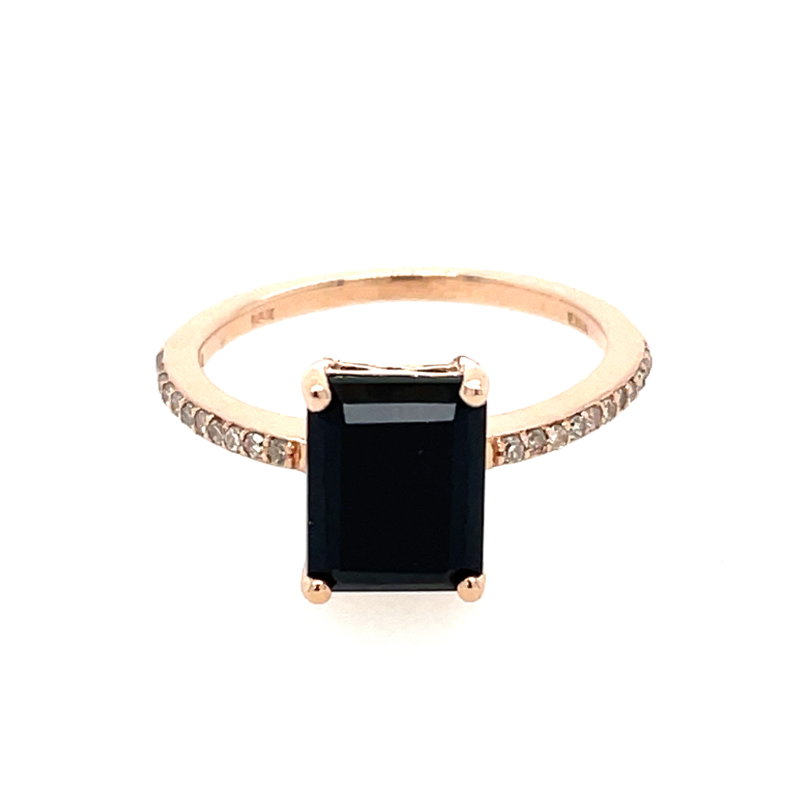 Rose Gold Onyx and Diamond Ring