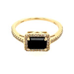 Yellow Gold Onyx and Diamond Ring