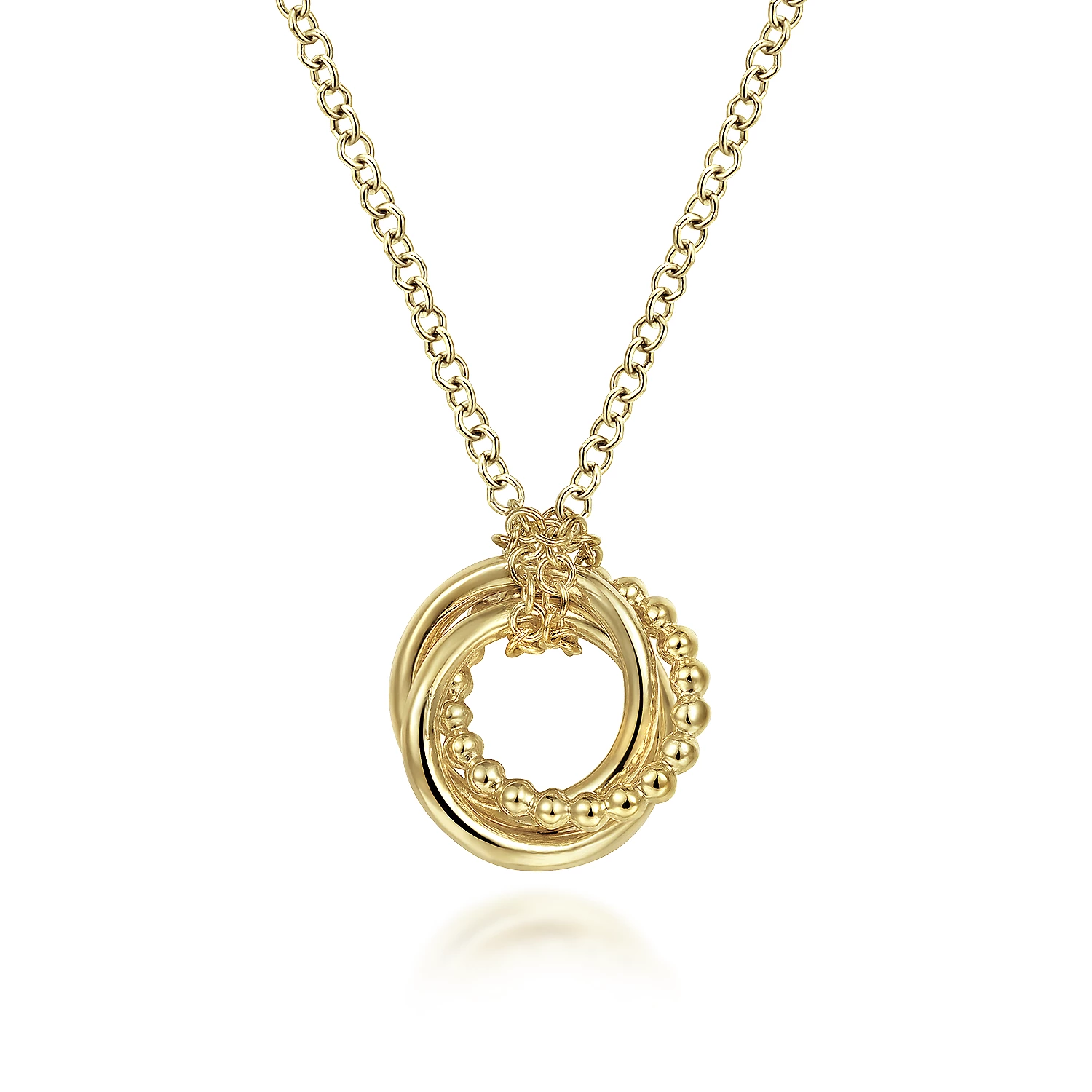 Gold Plain and Bujukan Interlocking Circles Necklace