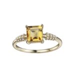 Yellow Gold Citrine and Diamond Ring