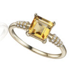 Yellow Gold Citrine and Diamond Ring