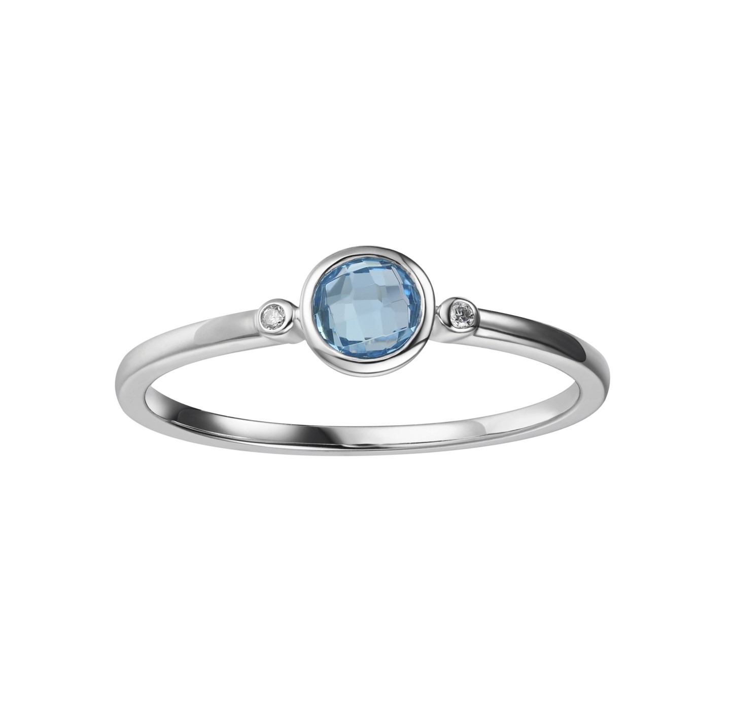 White Gold Blue Topaz and Diamond Ring