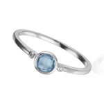 White Gold Blue Topaz and Diamond Ring