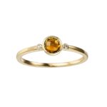 Yellow Gold Citrine and Diamond Ring