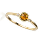 Yellow Gold Citrine and Diamond Ring