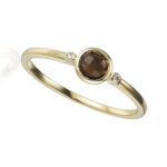Yellow Gold Smoky Quartz and Diamond Ring
