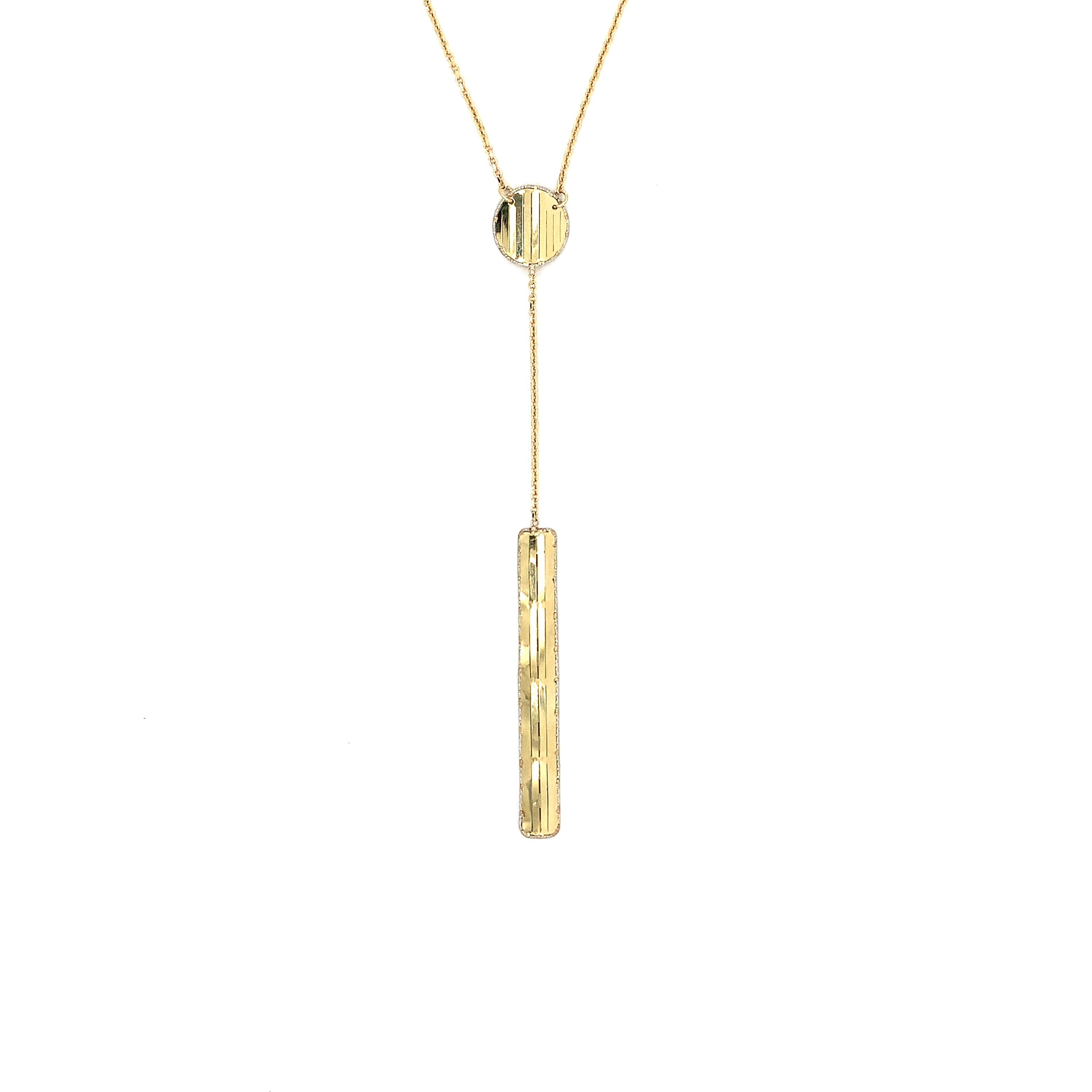 Gold Disc Pendant and Lariat Necklace