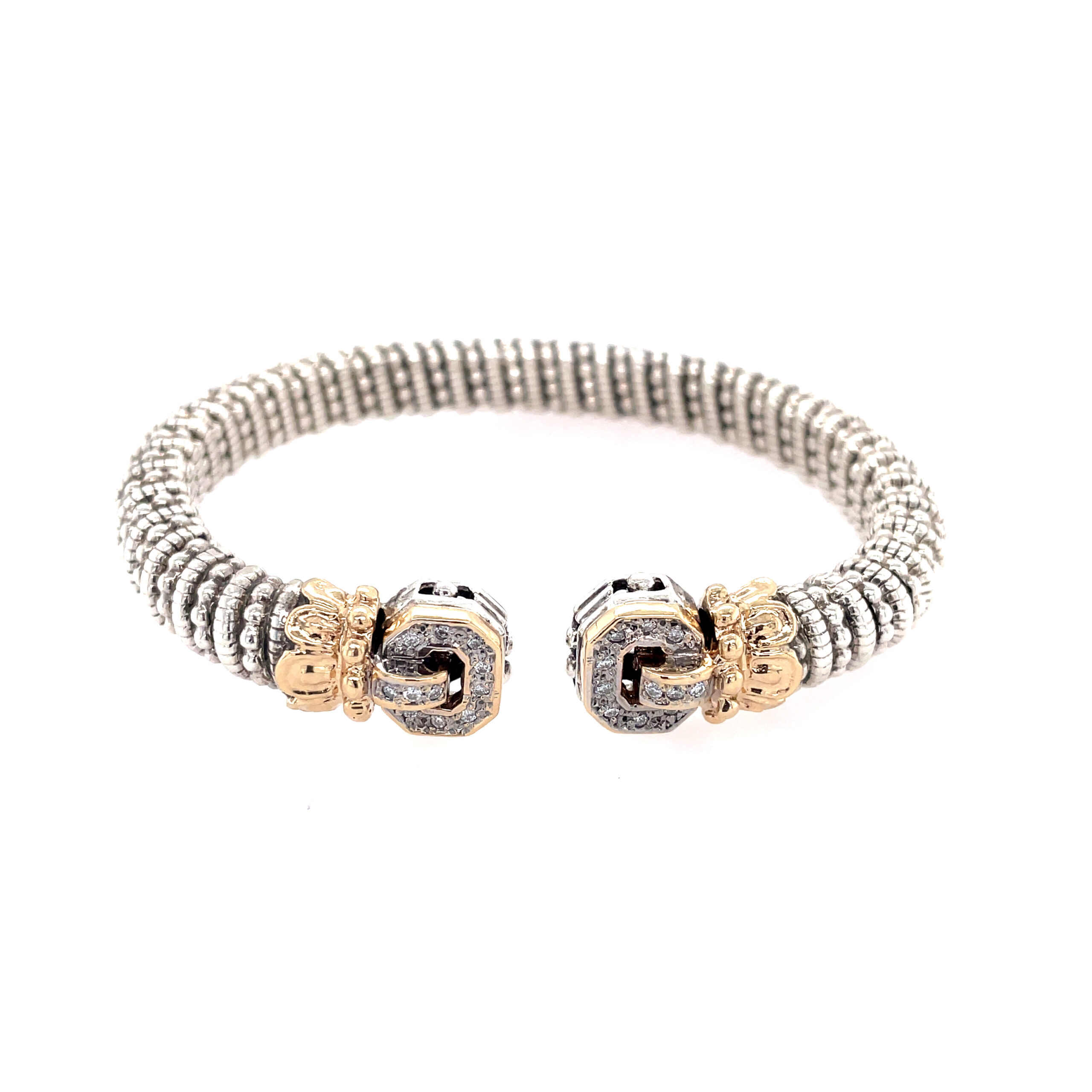 Estate: Alwand Vahan Gold and Silver Diamond Cuff Bracelet