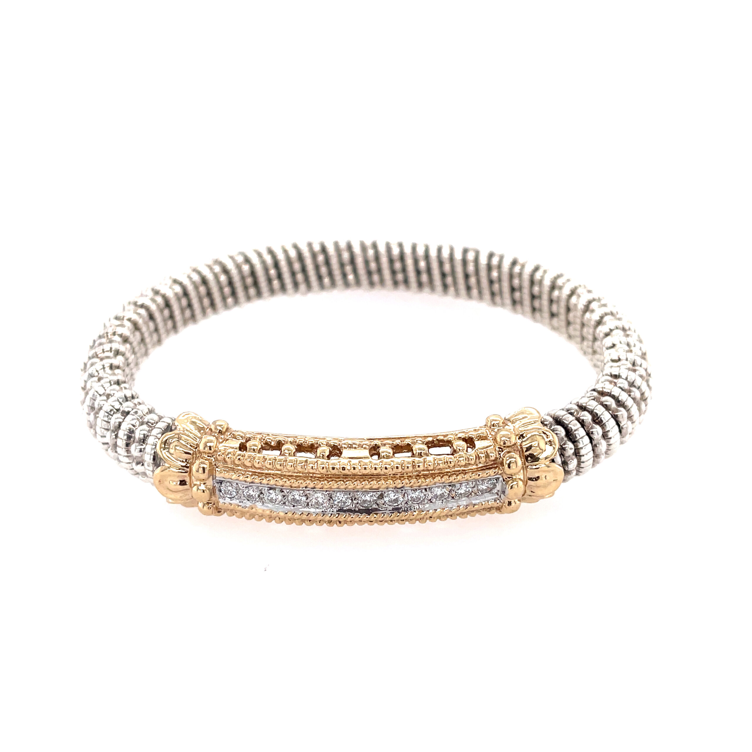 Estate: Alwand Vahan Silver and Gold Diamond Cuff Bracelet